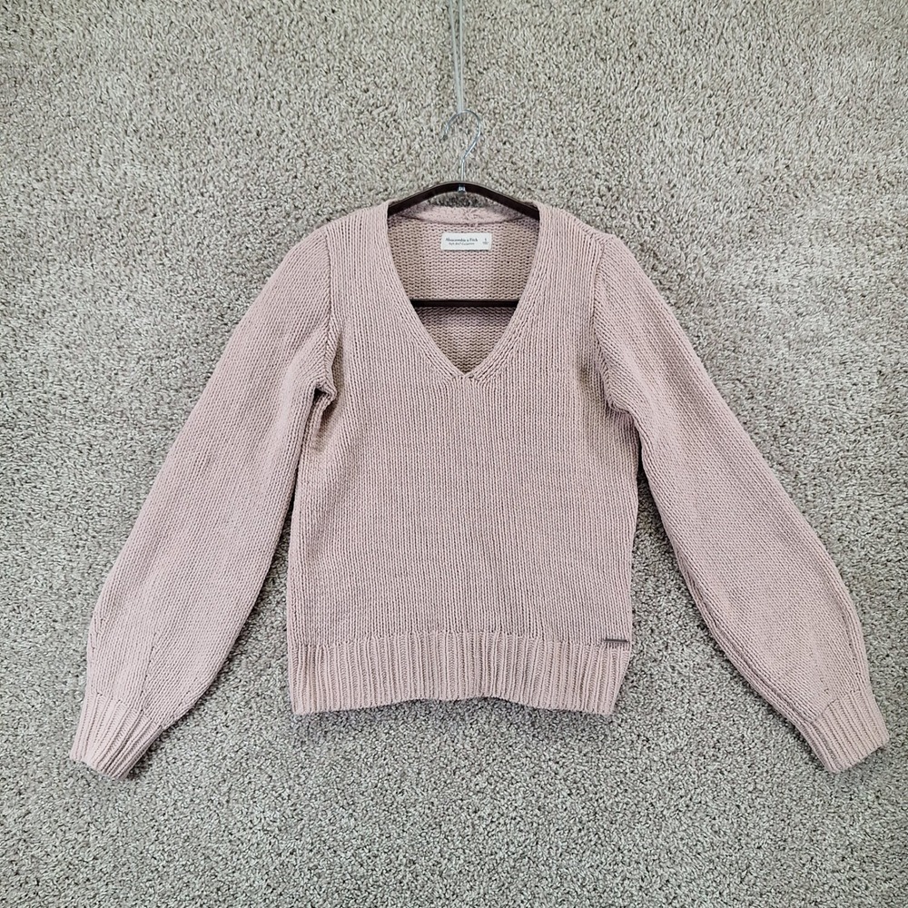 Abercrombie & Fitch Sweater Womens S Pink Soft A&F Collection V-Neck Minimalist